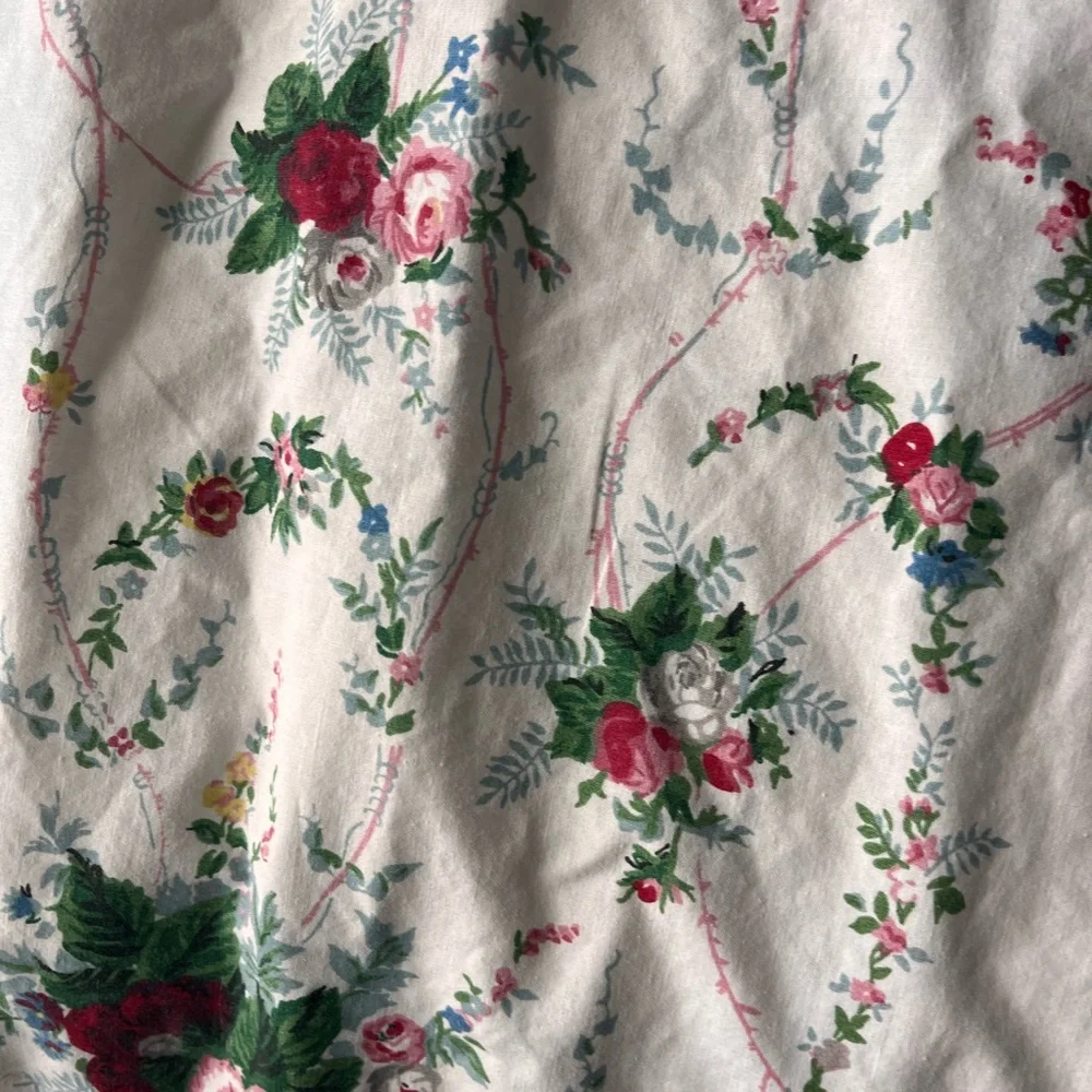 Ralph Lauren vintage Blaine Elaine floral flat sheet with ruffles size full